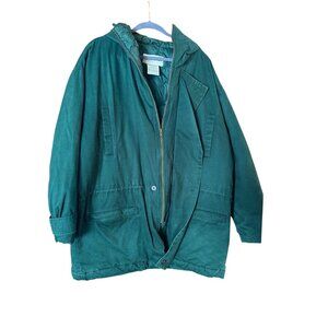 Eddie Bauer Mens Goose Down Filled Parka Coat Mens Size Large Green